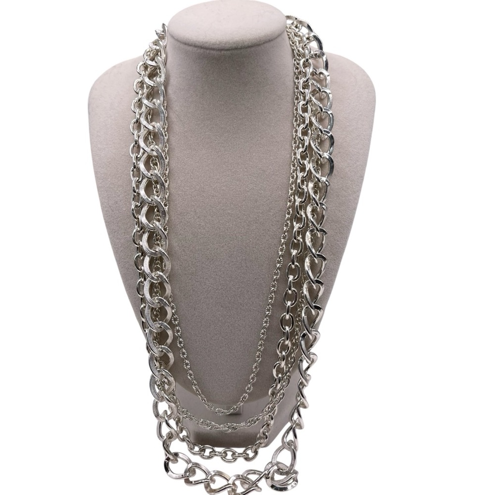 ❤️ NWOT! Silver Multi Strand Chain Necklace